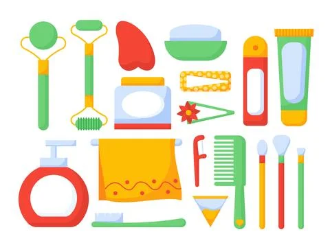 Morning routine vector set 库存插图