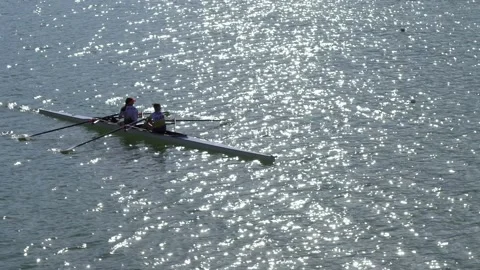 Morning rowing training. Stock Footage 157486541