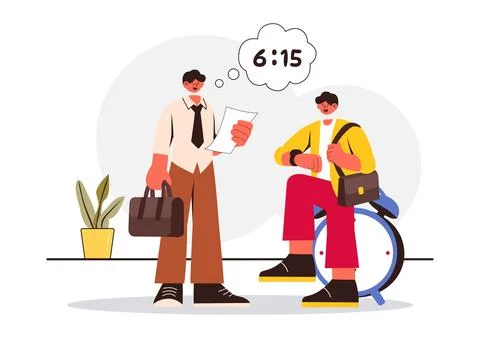 Morning Rush Vector Illustration featuring People Rushing to Businesses, Mo.. Stock Illustration