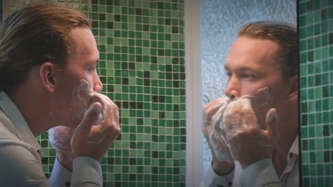 Morning shave routine Stock Footage 295156104