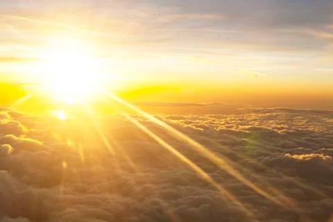 Morning Sun Over Clouds Stock Photos
