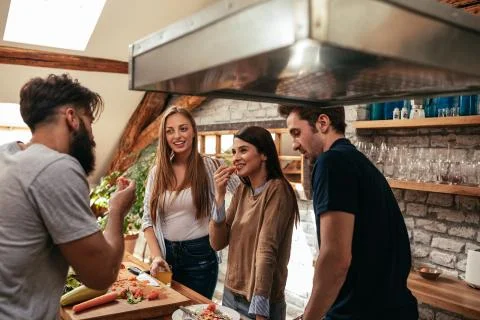 Morning talks in the kitchen Stock Photos