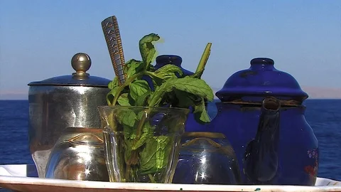 Morning tea on the beach Stock-Footage 111998762