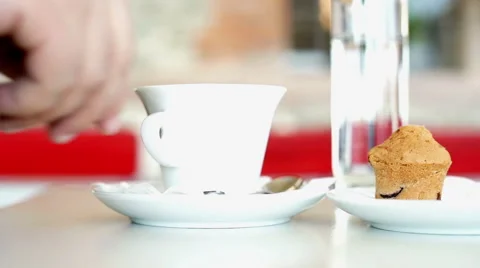 Morning Time, having Coffee and muffin Stock Footage 45771925