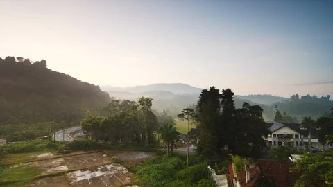 Morning timelapse, fog and mist surrounding in Cameron highland, Malaysia Stock Footage 114009853