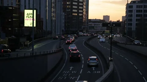 Morning Traffic in Birmingham, UK Stock Footage 59554918