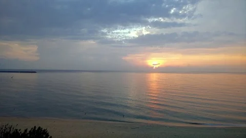 Morning view by the beach Stock Footage 79857685