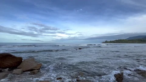 Morning view on the beach Stock Footage 245777672