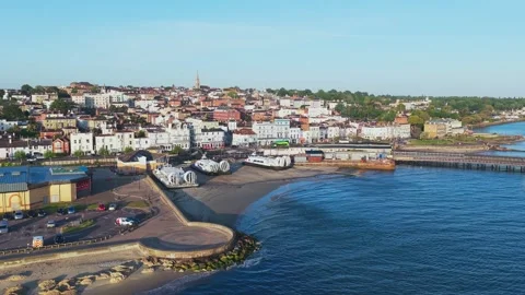 Morning view of Ryde Seafront and Hovercraft Terminal, Isle of Wight Stock-Footage 336175060