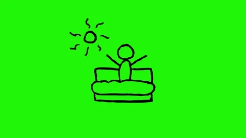 Morning Wake up looping animation on green background Stock Footage 340269854