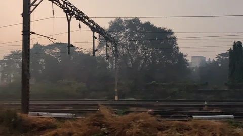 Morning in winter from train (1) Stock Footage 126170870