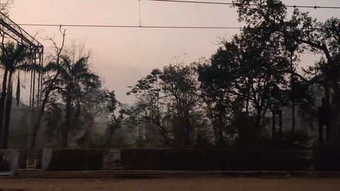 Morning in winter from train (2) Stock Footage 126171012