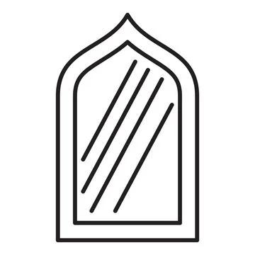 Moroccan arch window reflecting light, minimalist line art design Stock Illustration