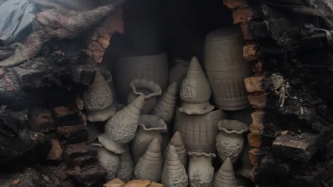 Moroccan Art Work Grey Pottery Stock Footage 123423083