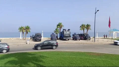 Moroccan authorities reinforce security on the Ceuta border amid calls for a mas Stock Footage 342292257