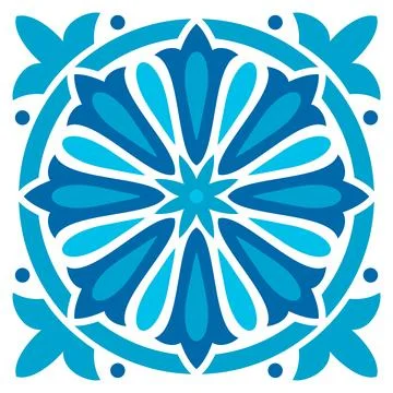 Moroccan Azulejo tile pattern, majolica, talavera Stock Illustration