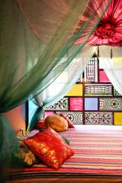 Moroccan bed style Stock Photos