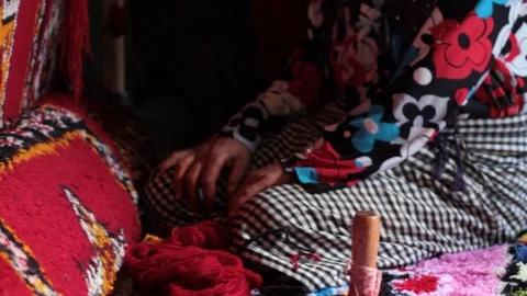 The Moroccan Berber Rug Stock Footage 126399986