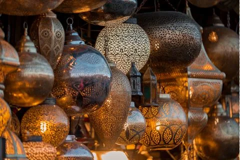 Moroccan bronze lantern Stock Photos