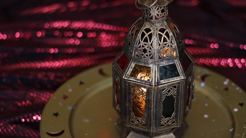 Moroccan Candle Holder Lantern Stock Footage 89901117