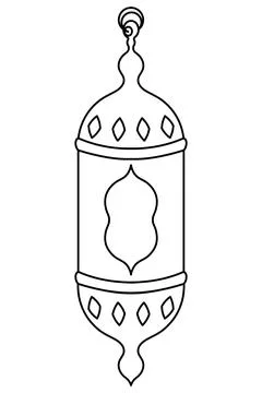 Moroccan candlestick. Hanging lantern with a patterned window. Stock Illustration