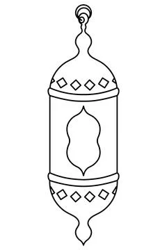 Moroccan candlestick. Hanging lantern with a patterned window. Stock Illustration