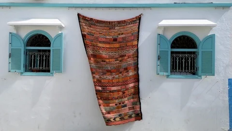 Moroccan carpets Stock Footage 111367659