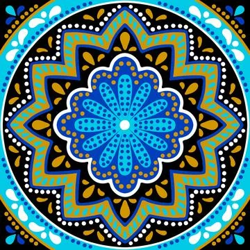 Moroccan ceramic tile pattern. Mediterranean traditional folk ornament. Stock Illustration