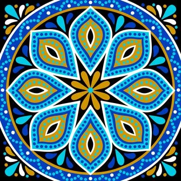 Moroccan ceramic tile pattern. Mediterranean traditional folk ornament. Illustrazione stock