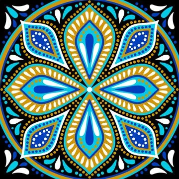 Moroccan ceramic tile pattern. Mediterranean traditional folk ornament. Stock Illustration
