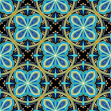 Moroccan ceramic tile pattern. Mediterranean traditional folk ornament. Illustrazione stock