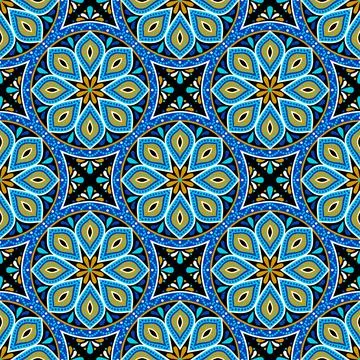 Moroccan ceramic tile pattern. Mediterranean traditional folk ornament. Illustrazione stock