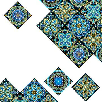 Moroccan ceramic tile pattern. Mediterranean traditional folk ornament. Illustrazione stock