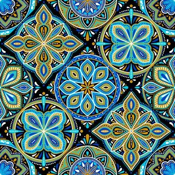 Moroccan ceramic tile pattern. Mediterranean traditional folk ornament. Stock Illustration