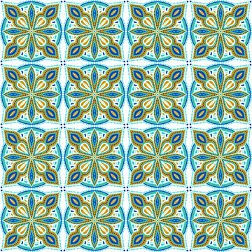 Moroccan ceramic tile pattern. Mediterranean traditional folk ornament. Illustrazione stock