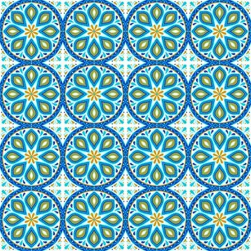 Moroccan ceramic tile pattern. Mediterranean traditional folk ornament. Stock Illustration
