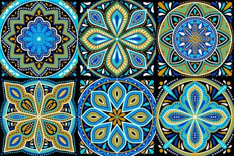 Moroccan ceramic tile pattern. Mediterranean traditional folk ornament. Stock Illustration
