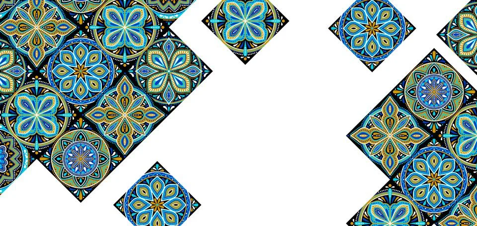 Moroccan ceramic tile pattern. Mediterranean traditional folk ornament. Illustrazione stock