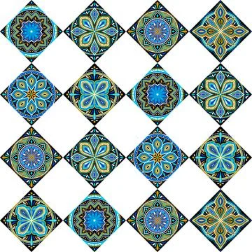 Moroccan ceramic tile pattern. Mediterranean traditional folk ornament. Stock Illustration