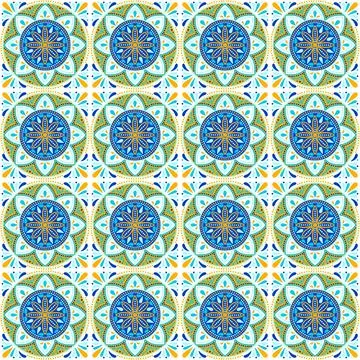 Moroccan ceramic tile pattern. Mediterranean traditional folk ornament. Stock Illustration
