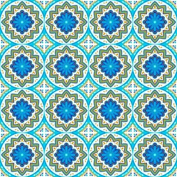 Moroccan ceramic tile pattern. Mediterranean traditional folk ornament. Stock Illustration