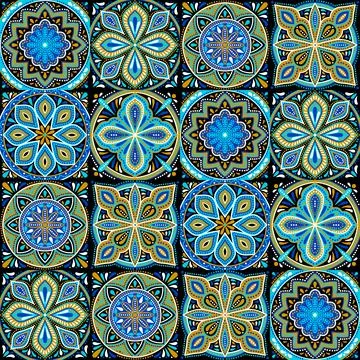 Moroccan ceramic tile pattern. Mediterranean traditional folk ornament. Stock Illustration