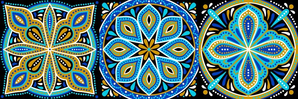 Moroccan ceramic tile pattern. Mediterranean traditional folk ornament. Illustrazione stock