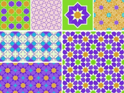 Moroccan collection seamless pattern. Patchwork mosaic traditional folk geome Stock Illustration