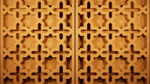 Moroccan cross star carved pattern. 3D render animation. Stock Footage 171866999