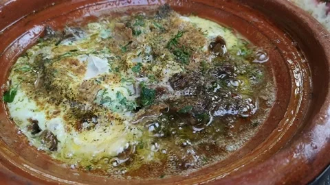 Moroccan dish tagine Stock Footage