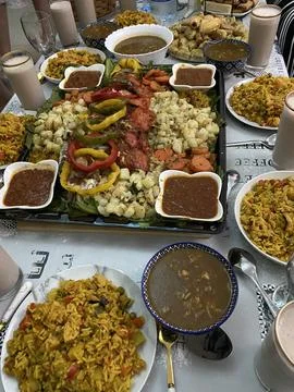 Moroccan Feast with Assorted Dishes Stock Photos