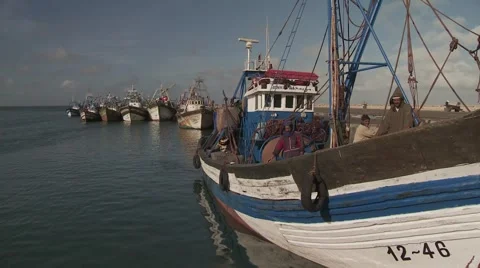 Moroccan Fishing Boat Stock Footage