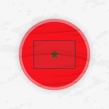 Moroccan Flag in a Circular Emblem Design, Abstract Round Sticker Illustratio 库存插图