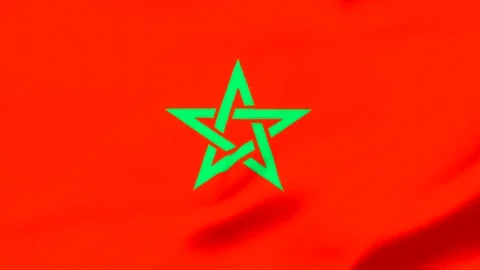 Moroccan flag with green star on red background Stock Footage 343573357